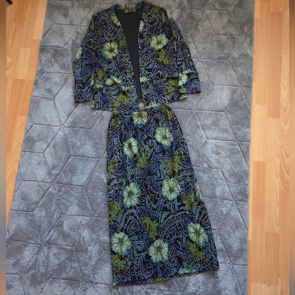 Mirasol 2 Piece Skirt & Cardigan Set Artsy Office 90s Boho Fairy Whimsical Large